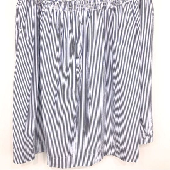 Gap Blue White Pinstripe Smock Waist Nautical Cotton Midi Skirt - Picture 10 of 16